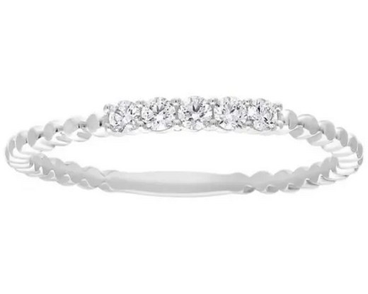 9K WHITE GOLD 0.12ct F VS LAB DIAMOND STACKER RING