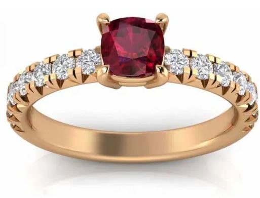 EXC 18K ROSE GOLD 0.50ct HI I1 DIAMOND RUBY RING