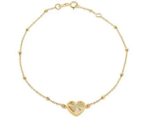 9K Yellow Gold RAINBOW HEART Bracelet 19cm