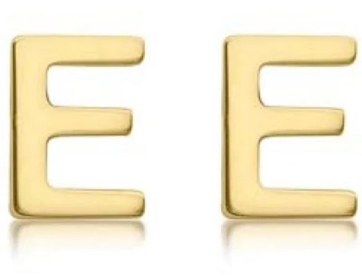 9K Yellow Gold MINI INITIAL 'E' STUD EARRINGS