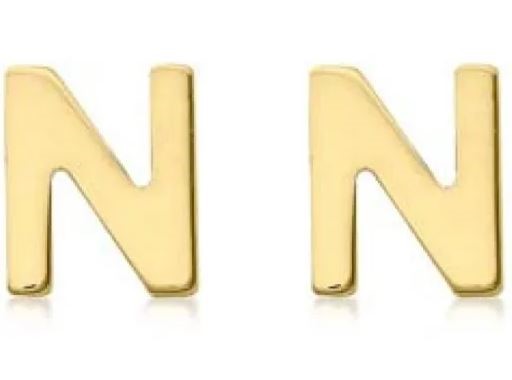 9K Yellow Gold MINI INITIAL 'N' STUD EARRINGS