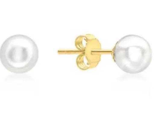 9k Yellow Gold Solid 5mm F/W Pearl Stud Earrings