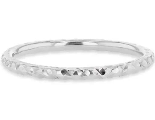 9k White Gold Solid Diamond Cut Stacker Ring