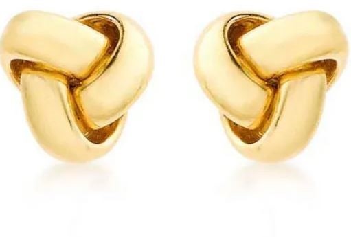 9K Yellow GOLD HLW 8mm KNOT STUD EARRINGS