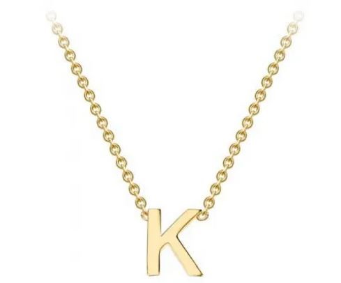#1 9K YELLOW GOLD INITIAL 'K' NECKLACE 38+5cm