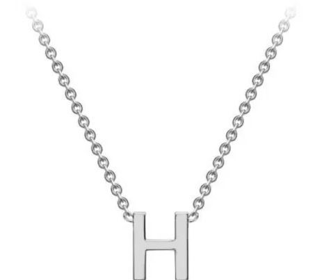 #1 9k White Gold Initial 'H' Necklace 38+5cm