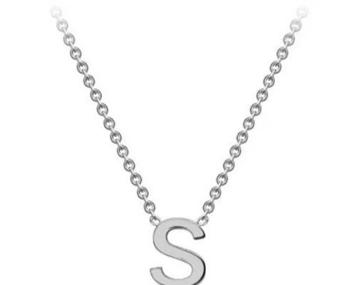 #1 9k White Gold Initial 'S' Necklace 38+5cm