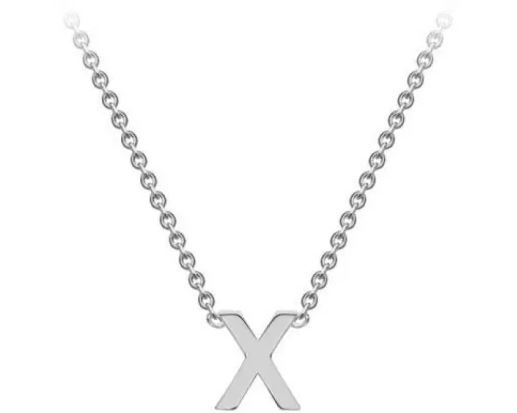 #1 9K WHITE GOLD INITIAL 'X' NECKLACE 38+5cm
