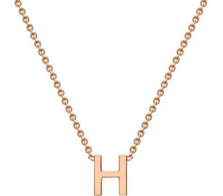 #1A 9K ROSE GOLD INITIAL 'H' NECKLACE 38+5cm