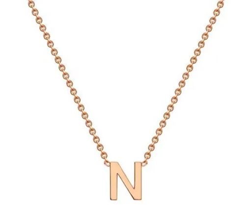 #1A 9K ROSE GOLD INITIAL 'N' NECKLACE 38+5cm