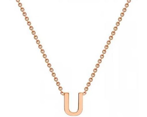 #1A 9K ROSE GOLD INITIAL 'U' NECKLACE 38+5cm