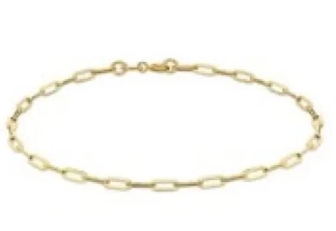 9K Yellow Gold THIN PAPER CHAIN Bracelet 18.5cm