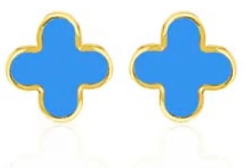 9k Yellow Gold Turquoise Petal Stud