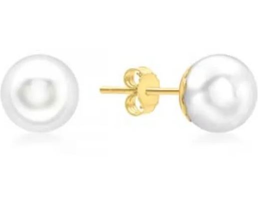 9K Yellow Gold F/W PEARL 8mm STUD EARRINGS