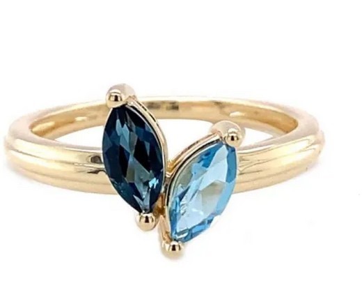 9K Yellow Gold BRACELETUE TOPAZ MARQ HEART RING