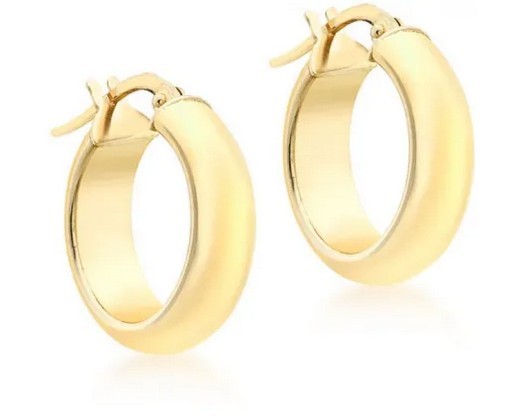 9K Yellow GOLD 5mm RND HLW HOOP EARRINGS 19mm