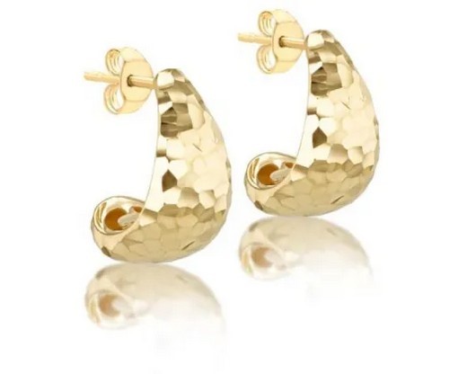9k Yellow Gold Dc J Shape Stud Earrings