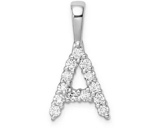 9K WHITE GOLD 0.13ct F VS LAB DIAMOND INITIAL "A" PENDANT LGSP-29841A-014-W