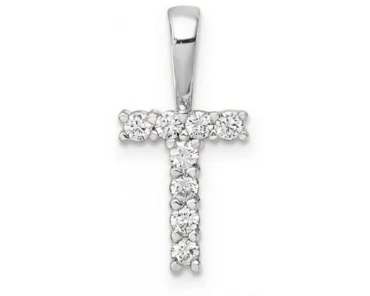 9K WHITE GOLD 0.10ct F VS LAB DIAMOND INITIAL "T" PENDANT LGSP-29841T-010-W