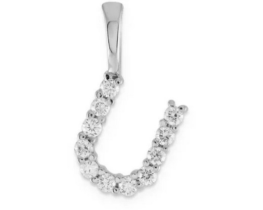 9K WHITE GOLD 0.10ct F VS LAB DIAMOND INITIAL "U" PENDANT LGSP-29841U-011-W