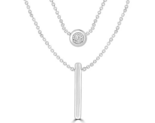 9K WHITE GOLD 0.10CT HI I1 DIAMOND NECKLACE 40-45