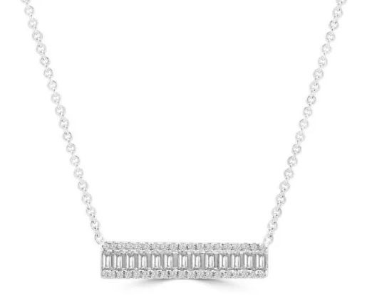 9K WHITE GOLD 0.18ct HI I1 DIAMOND NECKLACE 45cm