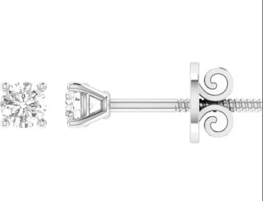 18K WHITE GOLD 0.50CT GH I1 DIAMOND 4 CLAW STUDS