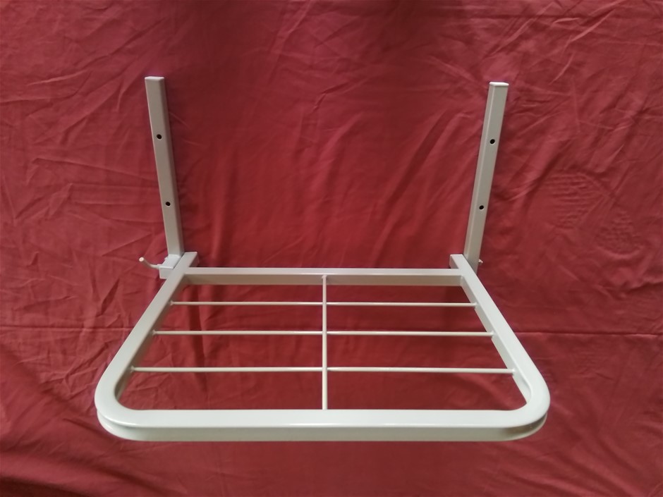 Handy foldaway wall shelves, powder coated 101 used