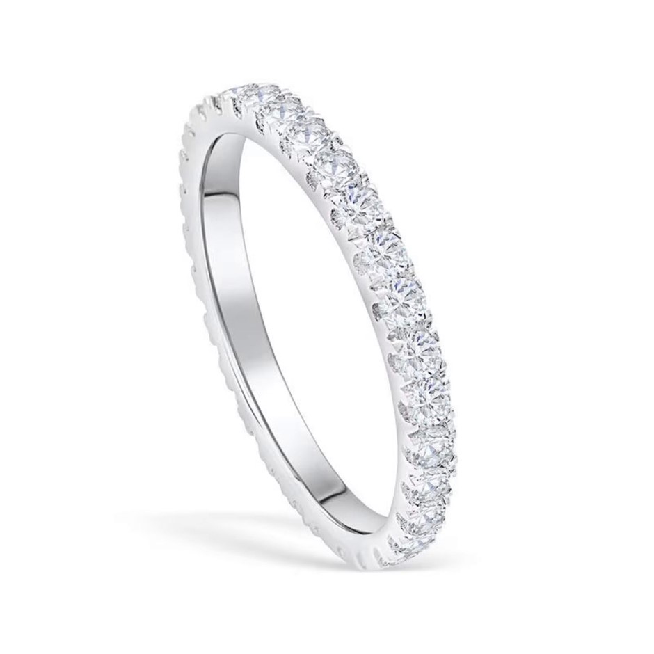 925 Sterling Silver Simulated Diamond Band Ring - Size 8