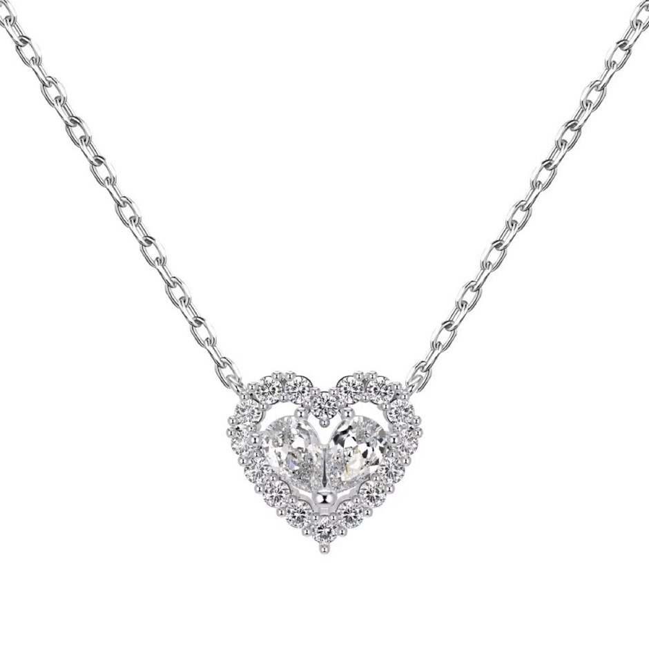 0.5ct 925 Silver Simulated Diamonds Pear Pendant Necklace