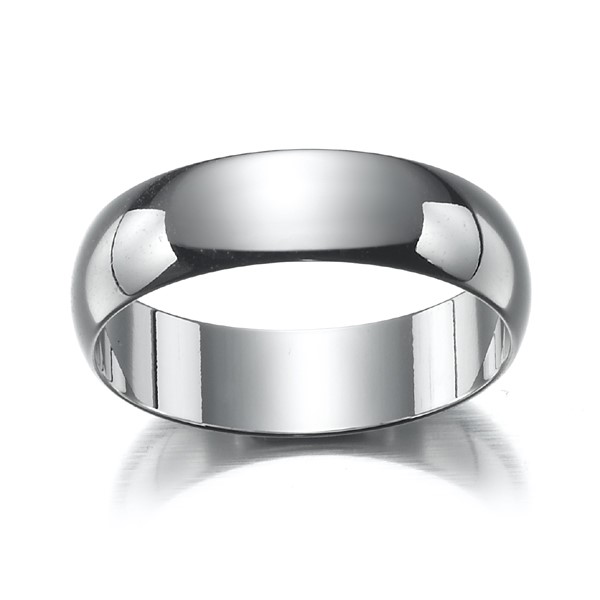Rhodium Plated Men's Band Ring (6mm) - US Size 13