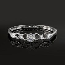 925 Sterling LAYERED Bangle 13 Crystals by Swarovski® - missing crystal