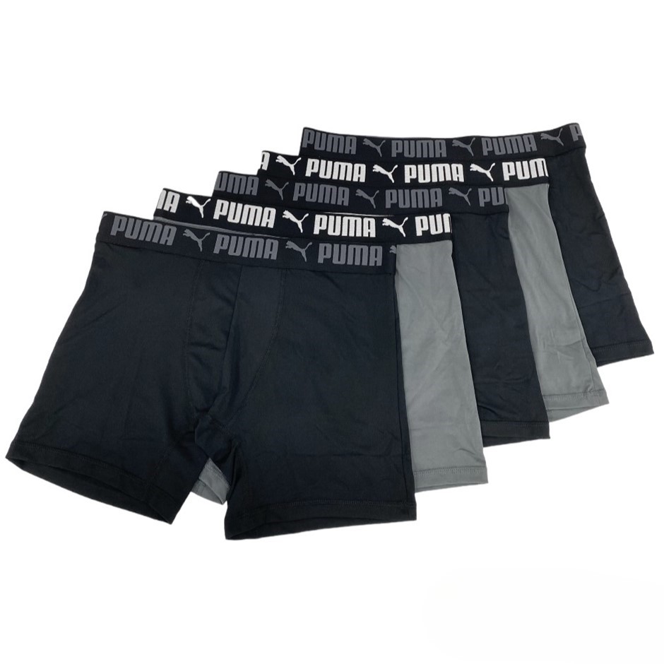 5-Pack PUMA Men's Performance Sport Luxe Boxer Briefs, Size M, 90% Polyeste