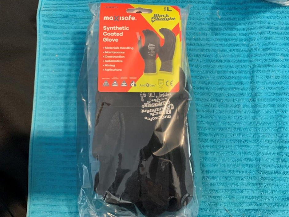 New in Packets Maxisafe Synthetic Coated Gloves, Quantity 24 Pairs