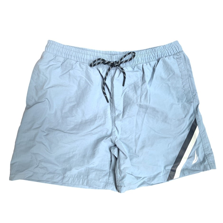 NAUTICA Men's Stripe Swim Short, Size L, Sea Blue (484), NAT50225.