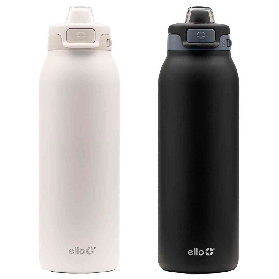 ELLO Pop & Fill Water Bottle 2 Pack, Black/White. N.B: Not in original pack