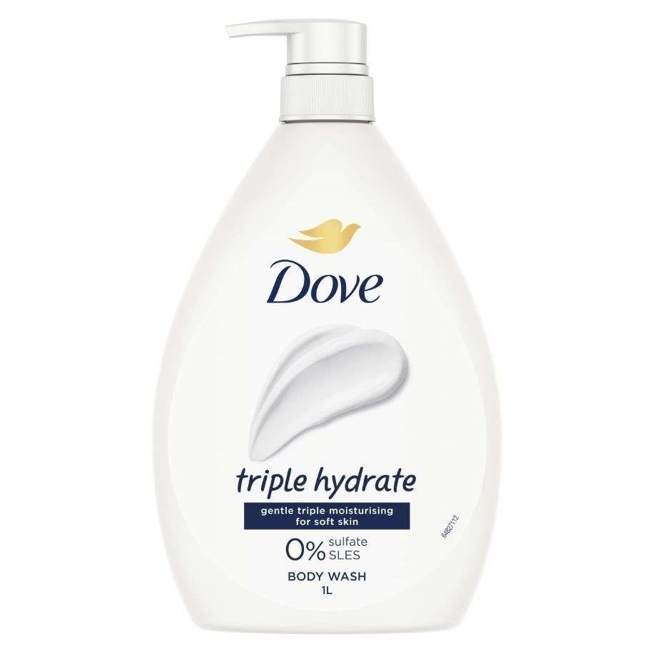 3 x DOVE Triple Hydrate Gentle Moisturising for Soft Skin, 0% Sulfate SLES