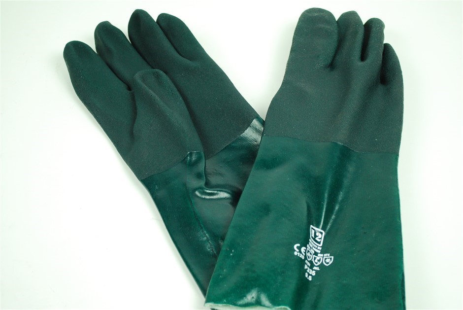 12 x PVC Dipped Sandy Finish Utility Glove Size XL, Flock Lined, Extended C