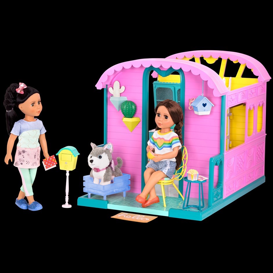 2x GLITTER GIRLS Caravan Patio Set – Outdoor Furniture for Dolls – Dog Bowl