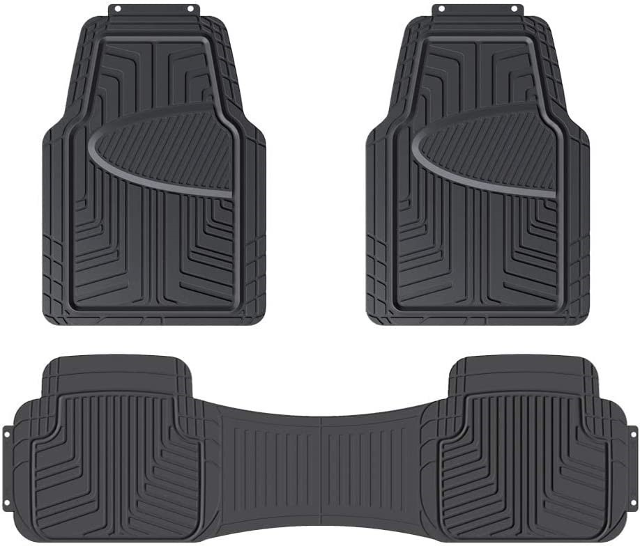 AMAZON BASICS 3-Piece Full Coverage Odorless Rubber Floor Mat for Cars, SUV