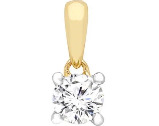 9k Yellow Gold 0.10ct Hi I1 Diamond Claw Pendant