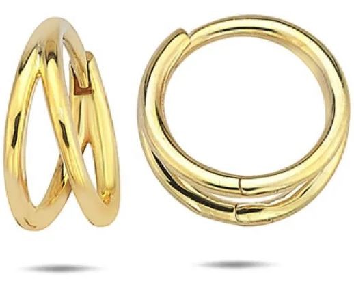 9K Yellow Gold SPLIT HUGGIE EARRINGS 13.5mm