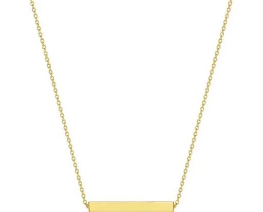 9K YELLOW GOLD SOLID HORIZ BAR NECKLACE 41+43cm