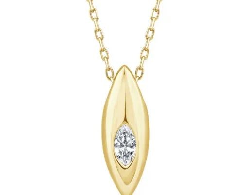 9K YELLOW GOLD 0.10ct F VS LAB DIAMOND MARQ NECKLACE 40-45cm