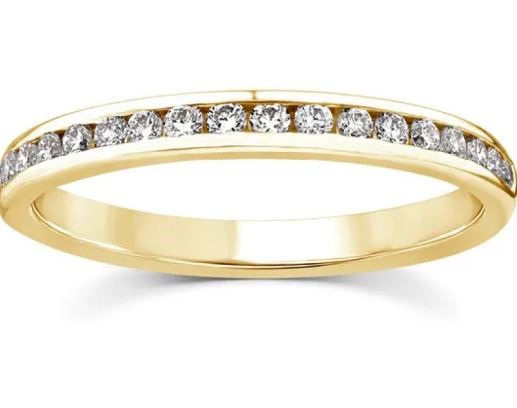 9K YELLOW GOLD 0.25ct F VS LAB DIAMOND CHANNEL SET BAND