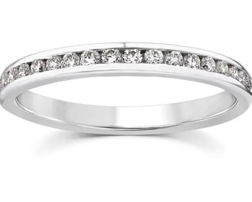 9K WHITE GOLD 0.25ct F VS LAB DIAMOND CHANNEL SET BAND