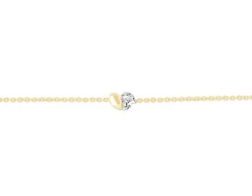 9K YELLOW GOLD 0.15ct F VS LAB DIAMOND PEAR HEART BRACELET 17+2cm