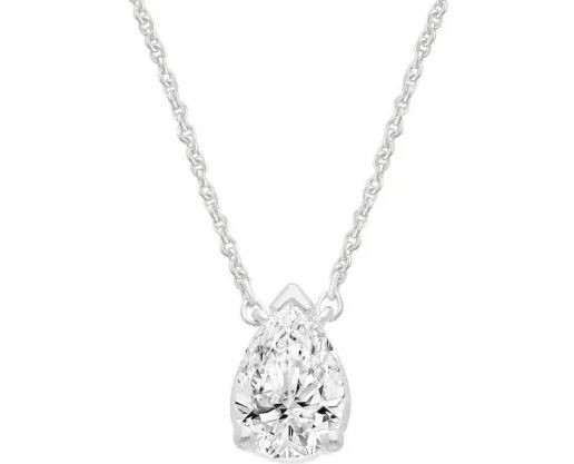 9K WHITE GOLD 0.26ct F VS PEAR LAB DIAMOND NECKLACE 40-45cm