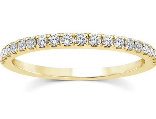 9K YELLOW GOLD 0.25ct F VS LAB DIAMOND CLAW SET BAND