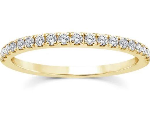 9K YELLOW GOLD 0.25ct F VS LAB DIAMOND CLAW SET BAND